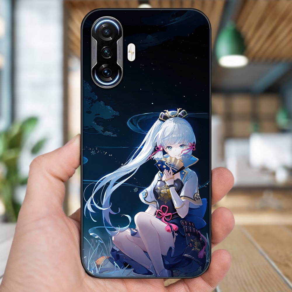 Ốp lưng Xiaomi K40 Gaming viền đen in hình Ayaka Genshin Impact