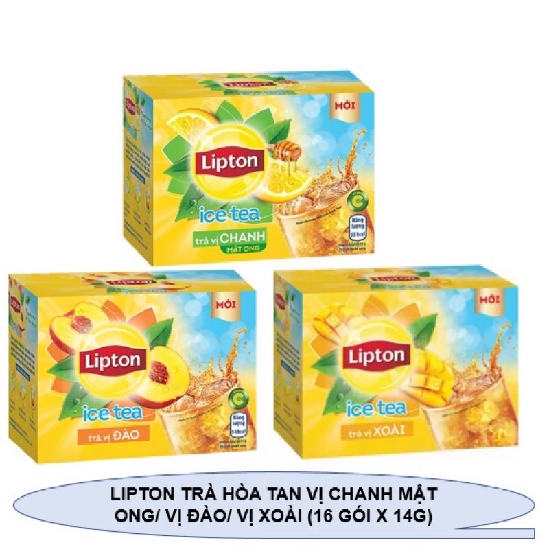 Lipton Trà Hòa Tan Vị Đào - Chanh - Xoài (16 Gói x 14g)