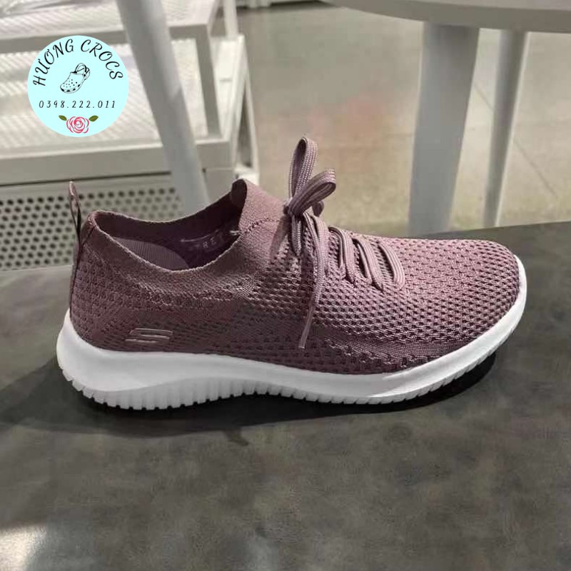 Giày thể thao skechers cổ chun buộc dây siêu thoáng khí, đi cực êm nhẹ cho nữ