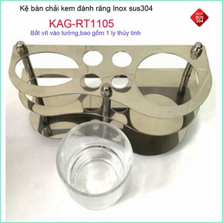 KỆ ĐỰNG LY BÀN CHẢI KEM ĐÁNH RĂNG INOX KAG-RT1105