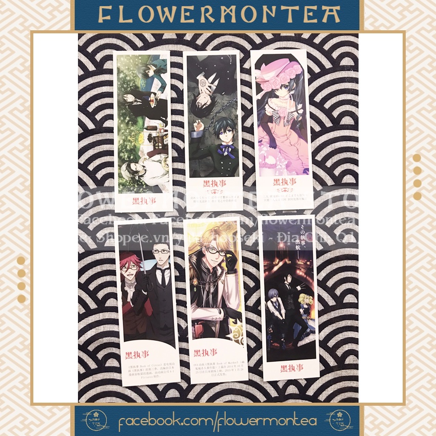 Set 6 Thẻ Đánh Dấu Sách | Bookmark Giấy - Kuroshitsuji | Hắc Quản Gia
