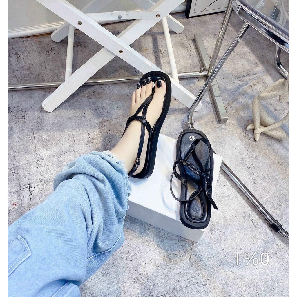 [FreeShip] GIÀY Sandal xỏ ngón trơn quai hậu đế cao 2cm