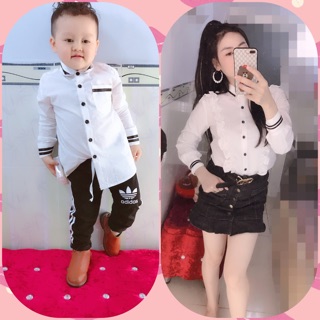 Sét cặp áo sơmi viền cho mẹ & bé