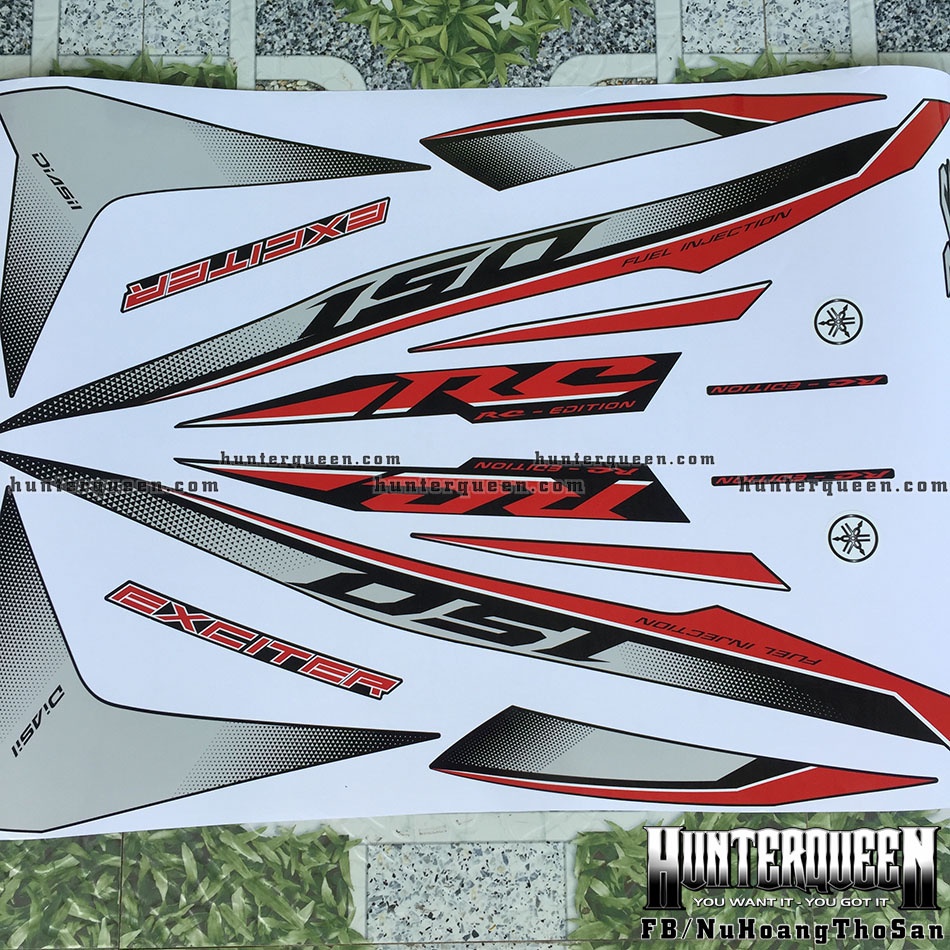 Tem rời dán xe Exciter 150 màu đen. RC đen đỏ, Decal cao cấp không bay màu, chống nước