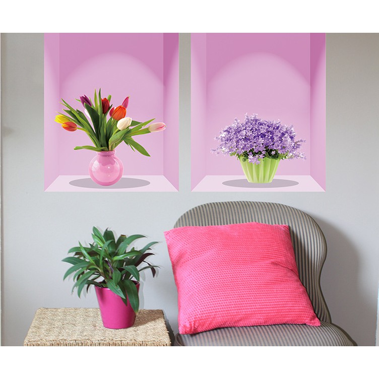 Decal trang trí tường 4 Khung Hoa quý phái