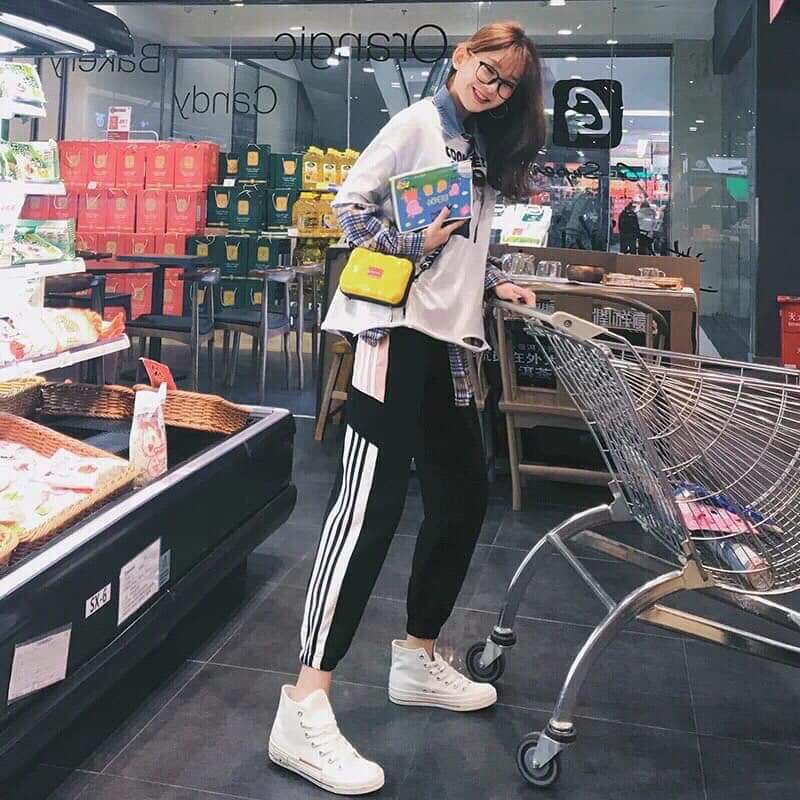 QUẦN JOGGER NỈ 3 SỌC ĐEN SIÊU HOT