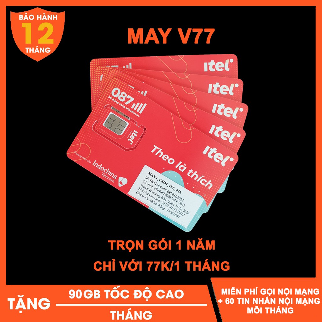 [XẢ KHO]Sim 4g Itelecom Vinaphone 3gb/1 ngày Gọi Miễn Phí