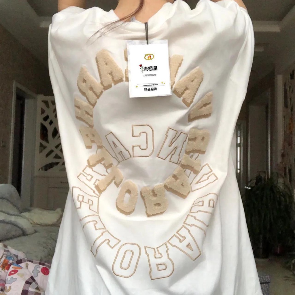 Jiashucheng Áo Thun Tay Ngắn Dáng Rộng In Họa Tiết Trước Và Sau Phong Cách Harajuku Mùa Hè Độc Đáo Cho Nữ