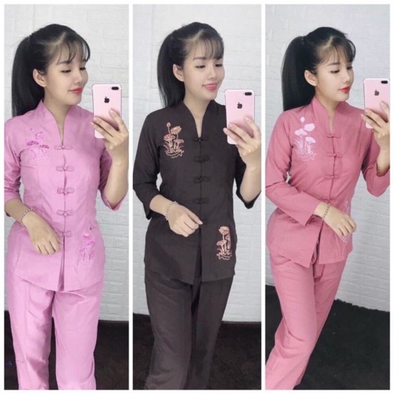 Đồ Lam Đi Chùa- Mẫu Bà Lai Tim- Hàng Cao Cấp Loại 1