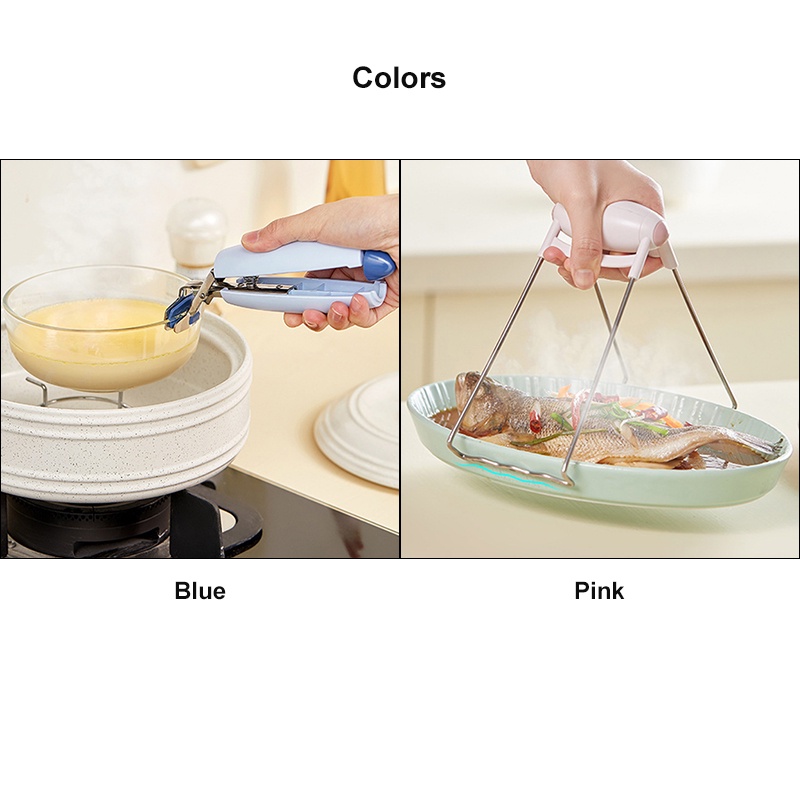 Dụng Cụ Kẹp Tô Dĩa Hấp Thức Ăn Bằng Thép Không Gỉ 304 Cách Nhiệt Chống Bỏng