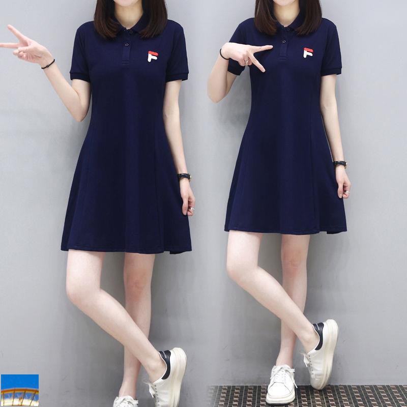 Đầm Thun Cotton Cổ Polo Thêu Họa Tiết Thời Trang Mùa Hè Cho Nữ