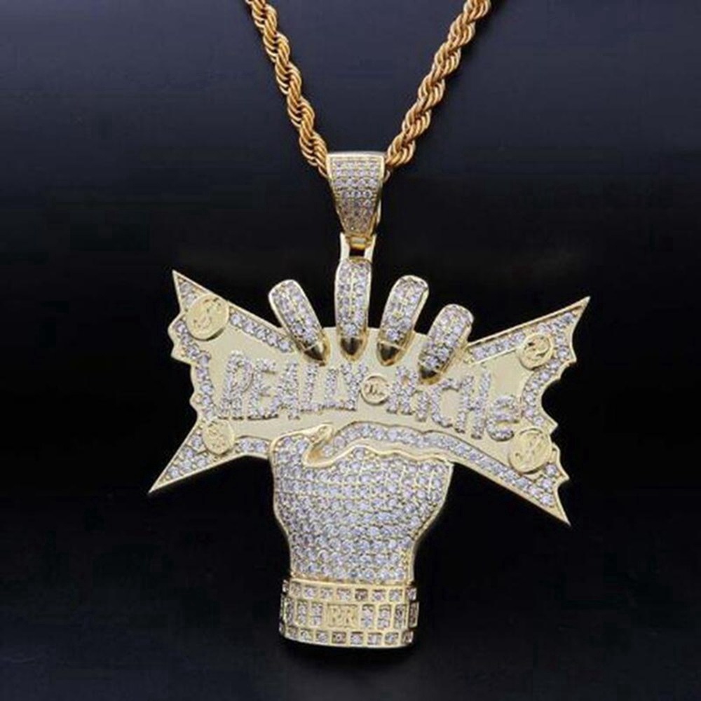 “Really Riche” Huruf Liontin Kalung, Hip Hop Rantai Emas, Zirkon Liontin, Perhiasan Kalung Pria | BigBuy360 - bigbuy360.vn