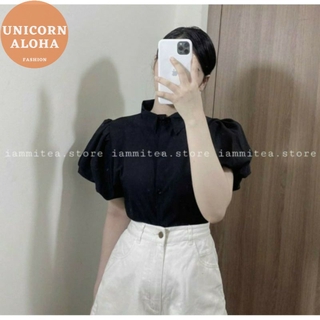 Áo Sơ Mi Tay Phồng Ngắn Tiểu Thư Công Sở Hot Trend Đen Trắng Nude DRASM01 Mys Aloha Kill System