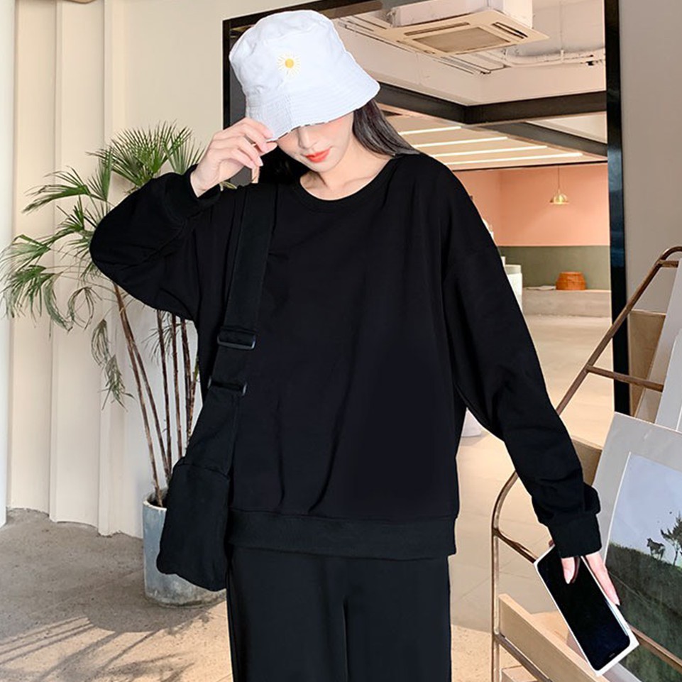 Áo sweater nữ hoodie form rộng cổ tròn cute hàn quốc unisex dài tay VAVASA AH10