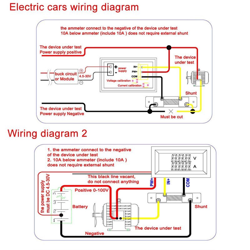 Vôn kế kỹ thuật số 2 trong 1 DC0-100V 1A 10A 50A 100A chất lượng cao