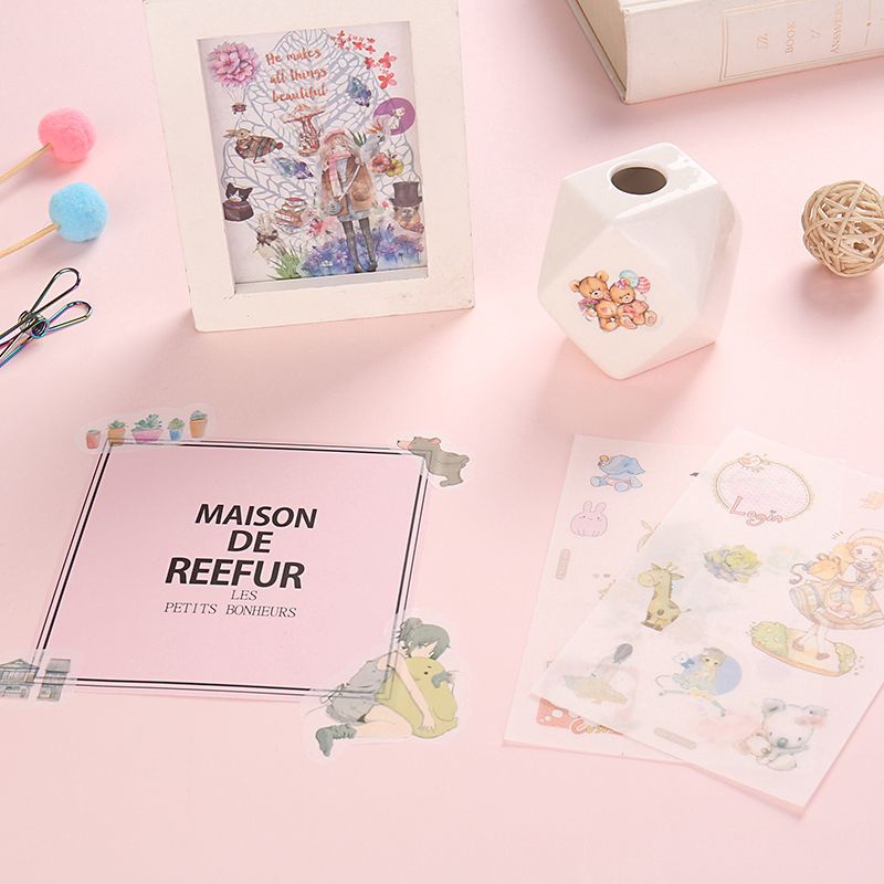 Set 6 Tấm Washi Sticker Cắt Sẵn