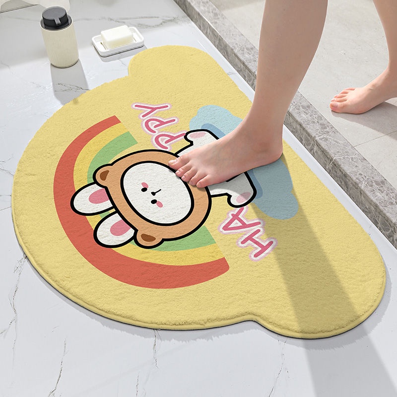 Thảm Chùi Chân Chống Trượt Thấm Hút Tốt In Họa Tiết Hoạt Hình Đáng Yêu