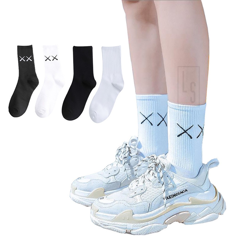 Tất Chữ XX Ulzzang - Vớ XX Gân Trơn Unisex