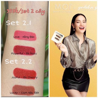 Set 2 love son thỏi mini Golden Gift - MOI COSMETICS