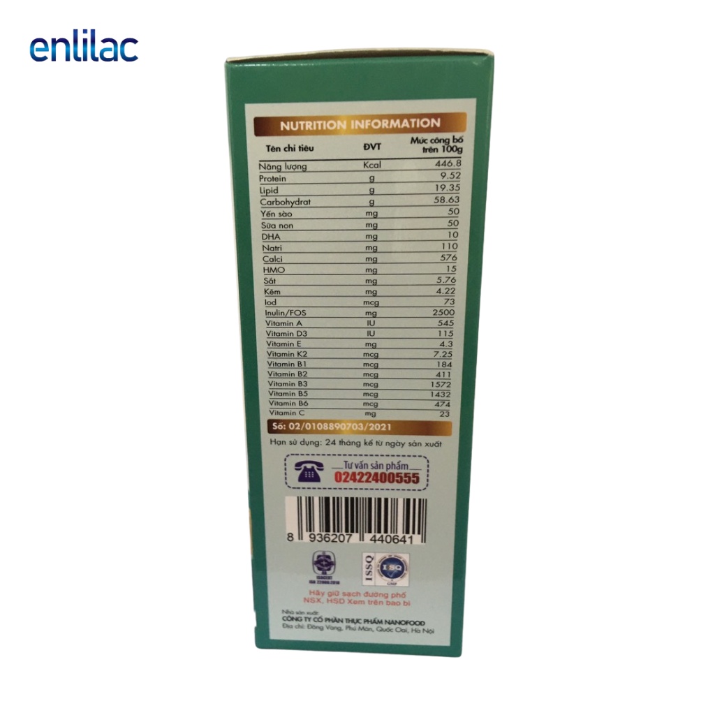 Bột Ăn Dặm Gà - Rau Củ ENLILAC Bổ Sung Dinh Dưỡng Cho Bé, Giúp Xương Phát Triển 250gHộp