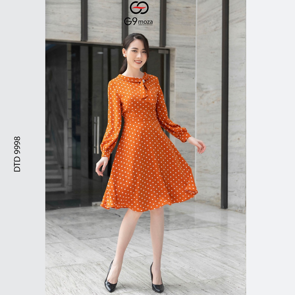 Đầm xòe G9moza 9998 với chất liệu Lụa nhật tạo nên phong cách Công sở, dạo phố Trẻ trung, nữ tính