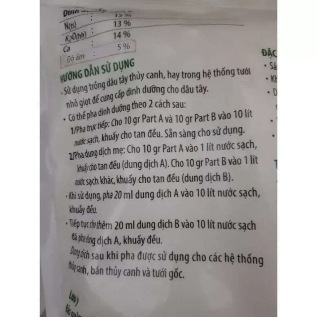 Phân Bón Dâu Tây Hợp Trí Hydro Strawberry 500gr A + 500gr B