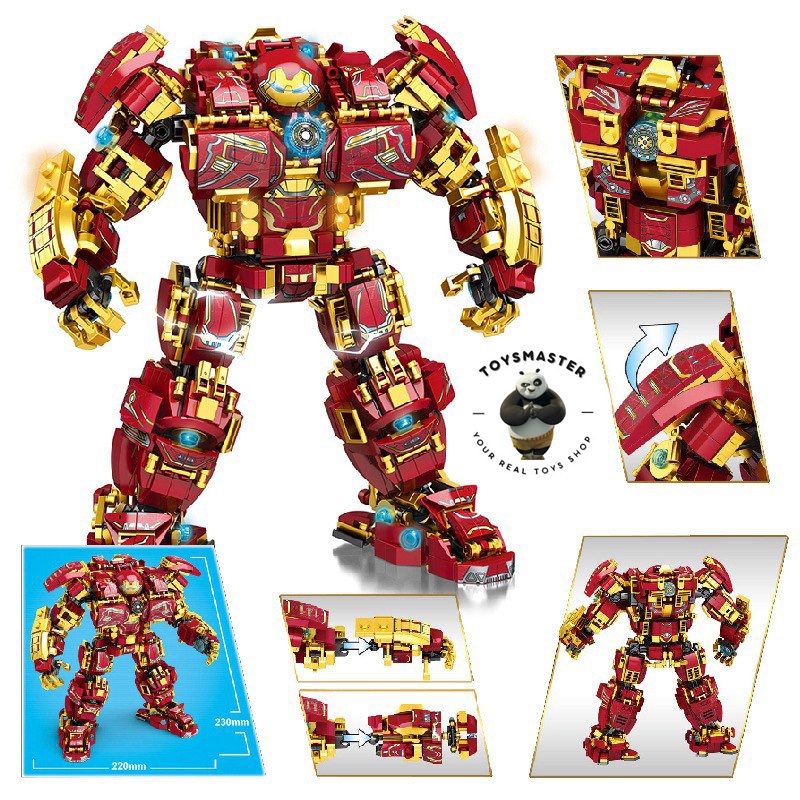 Đồ Chơi Lắp Ráp Kiểu LEGO Mô Hình Mecha HulkBuster Age Of Ultron Người Sắt Khổng Lồ Xanh Model 76026 Với 1450 Mảnh Ghép