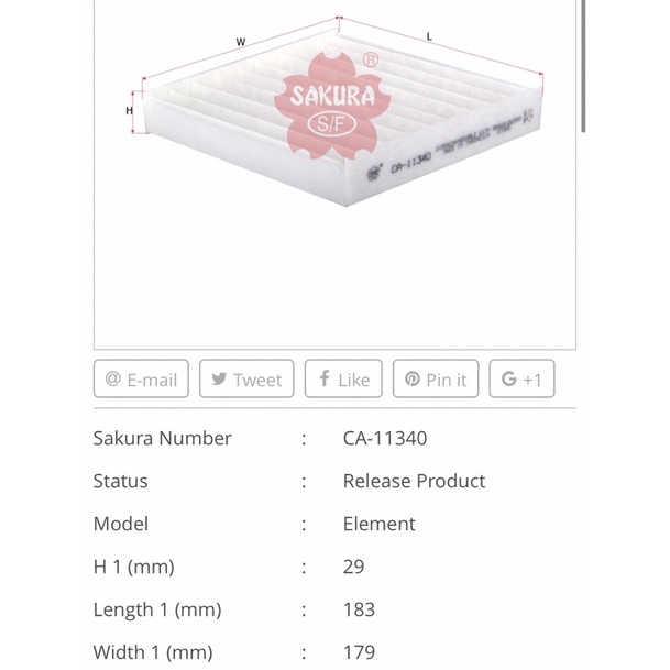 Lọc gió điều hoà  dùng cho Suzuki XL7/Ertiga  - Sakura CA-11340