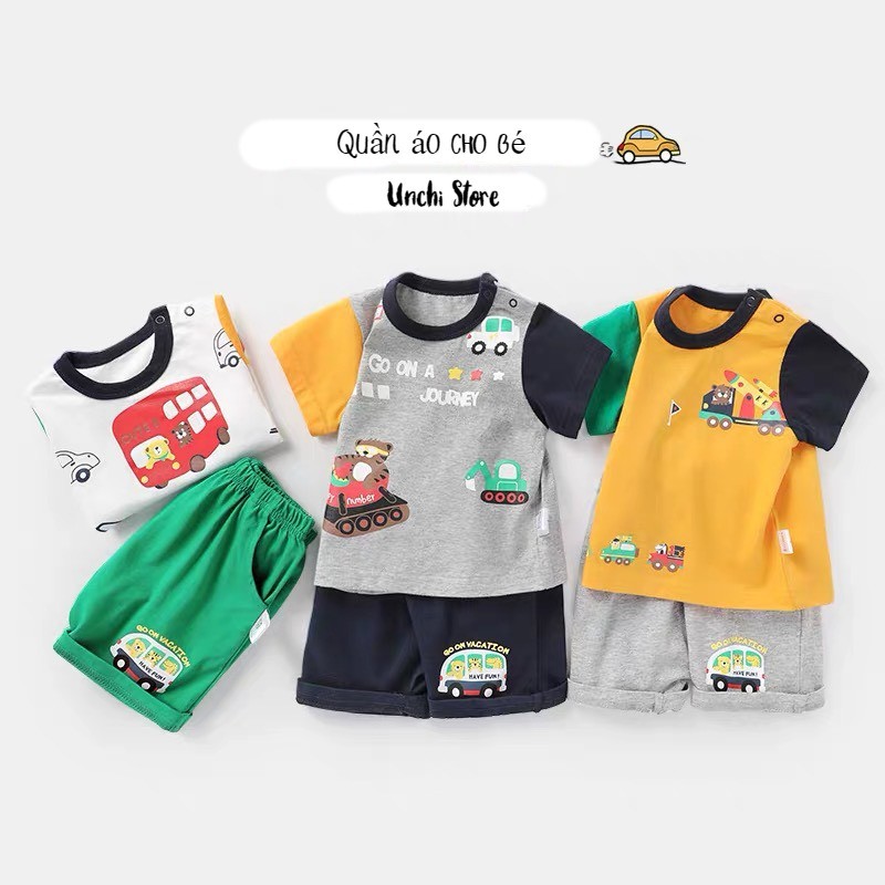 [HOT] Bộ Cộc Tay Thun Lạnh Minky Mom Phiên Bản Ôtô Phối Màu Quần Túi Cho Bé 9-19Kg Unchi Store (QATE301)