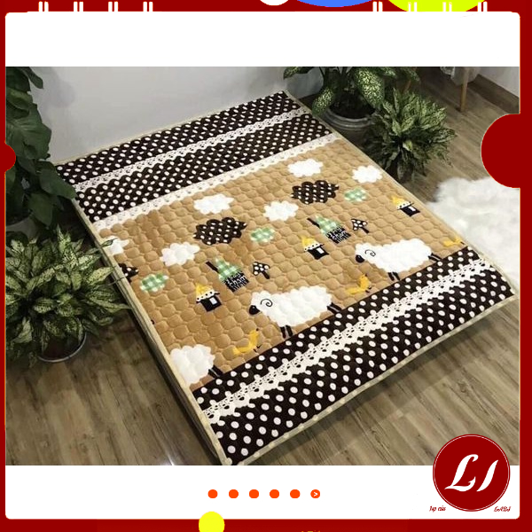 THẢM NỆM TRẢI GIƯỜNG NỈ NHUNG loại TO dày dặn (1.6 và 1.8m) - Labi