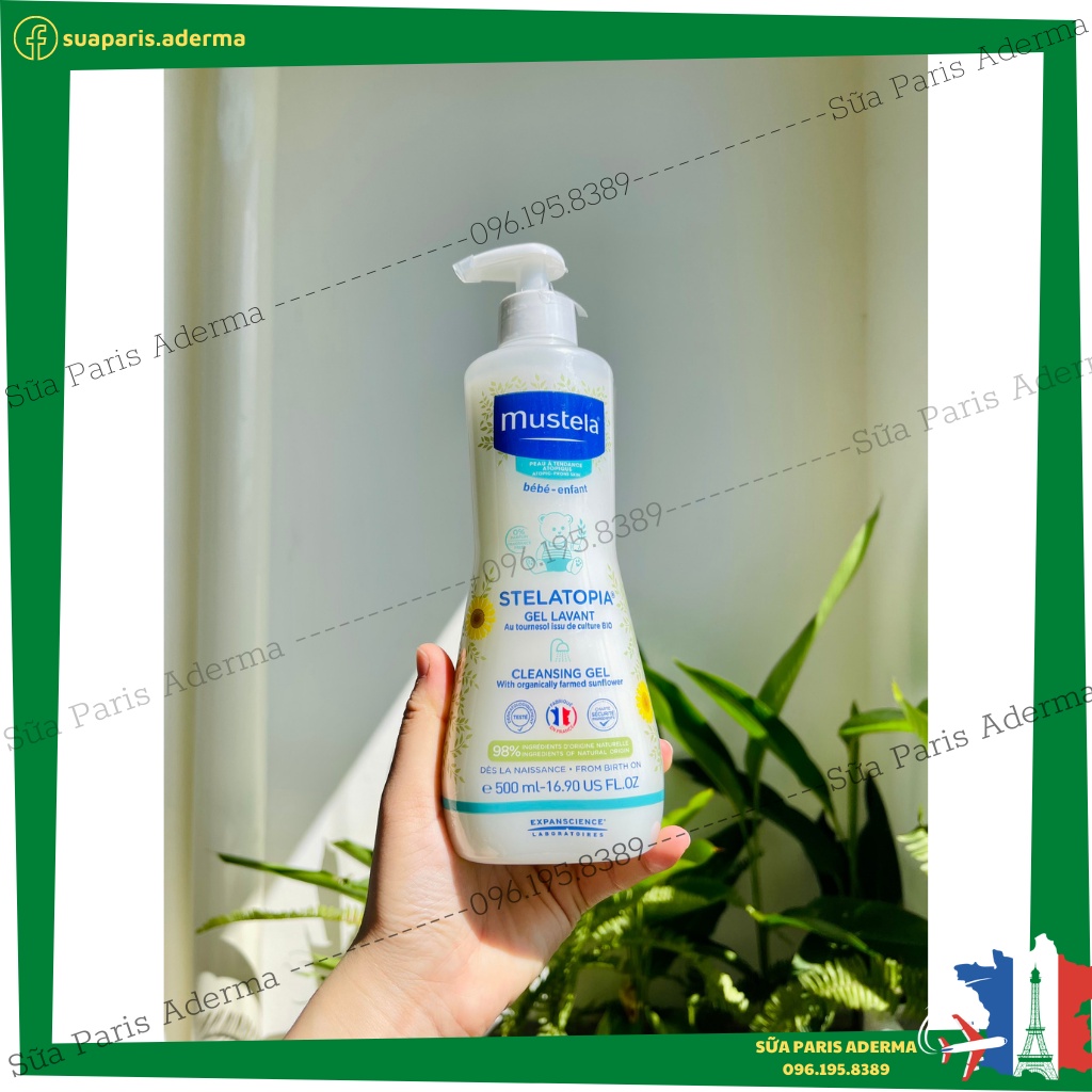 Sữa Tắm Mustela stelatopia 500ml dành cho da cơ địa, chàm sữa, da dễ kích ứng_Sữa Paris Aderma