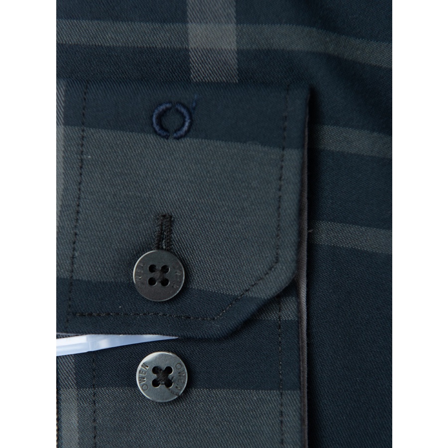 Áo Sơ Mi Nam Dài Tay OWEN AS220944D Somi Công Sở Vải Sợi Tre Cao Cấp Kẻ caro lớn ghi đen Dáng Slim Fit Tà Lượn Không Túi
