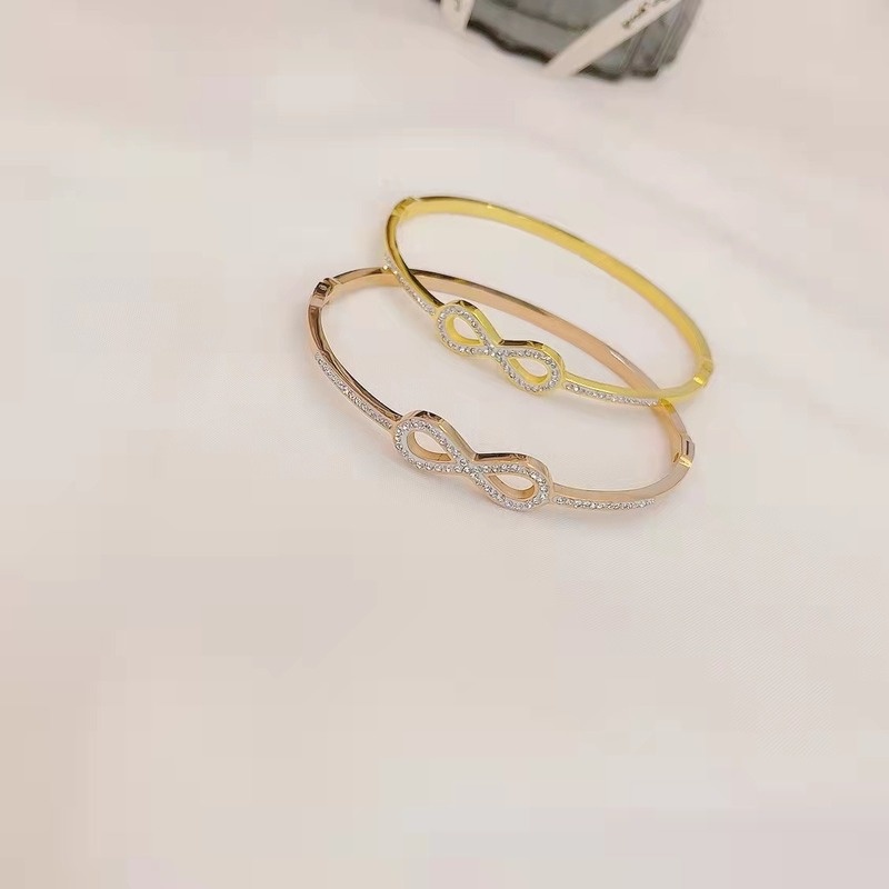 Vòng Tay Thép Titan Đính Kim Cương Không Gây Dị Ứng Phong Cách Âu Mỹ Thời Trang Cho Nữ
