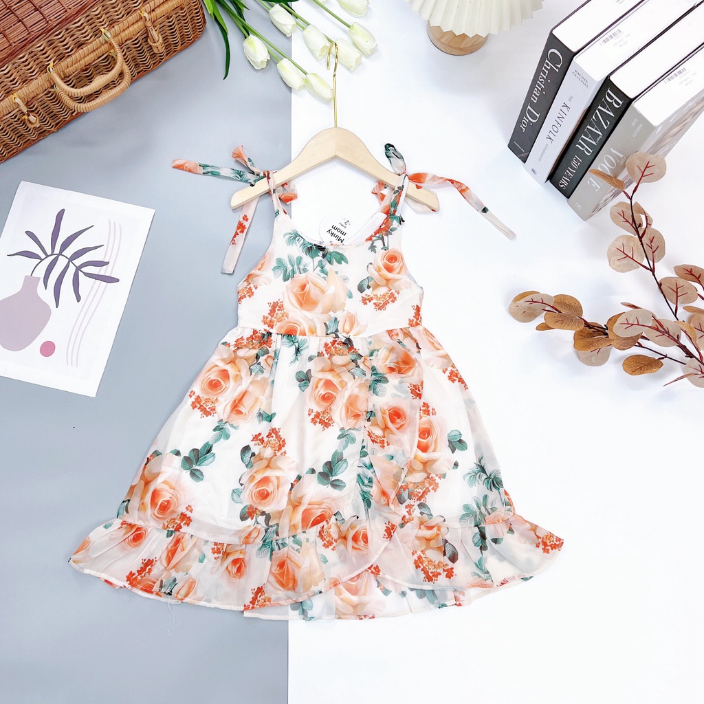 Váy cho bé gái vải voan hàn cao cấp V10 size từ 14 – 28kg, đầm công chúa CHAMIDA xinh xắn, đáng yêu