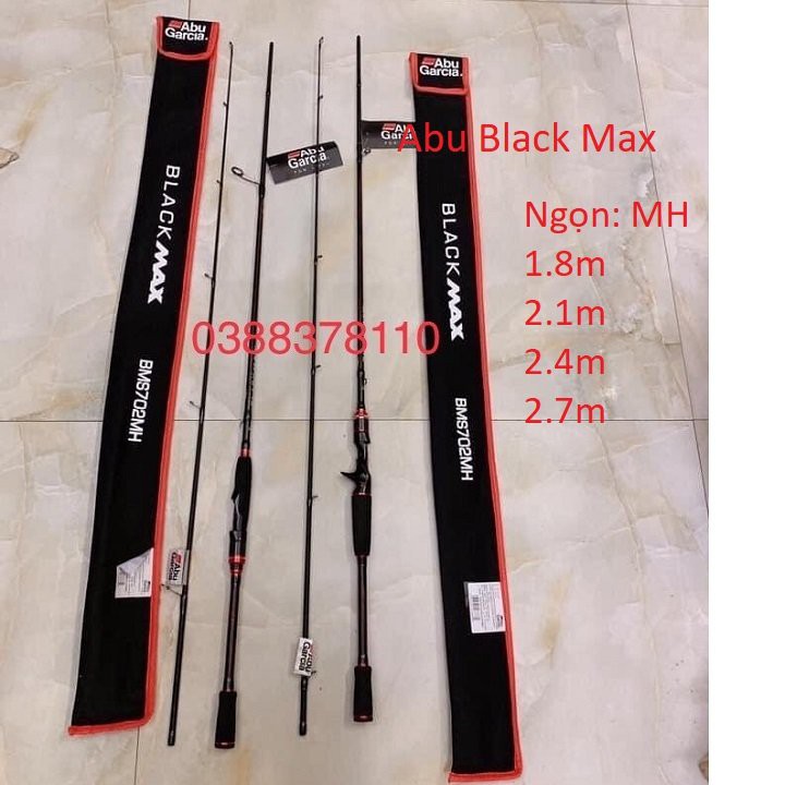 Cần Lure 2 Khúc Abu Black Max Ngọn MH, Câu Lure Mồi Giả, Câu Lóc