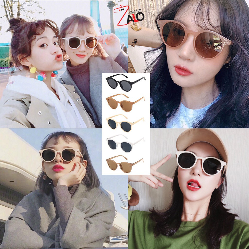 Mắt kính mát Ulzzang cho nữ gọng tròn chống tia UV MK03 Cực Dễ Thương Dáng Yêu QSTORE