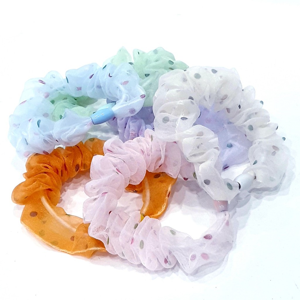 Scrunchies Buộc Tóc Họa Tiết Chấm Bi | XCOT290