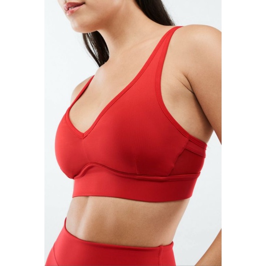 Áo sport bra đỏ cổ V màu đỏ Fabletics BA2146858 gài sau