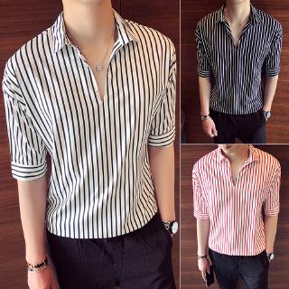 Áo Sơ Mi Tay Ngắn Kẻ Sọc 7 Tấc Thời Trang Cho Nam