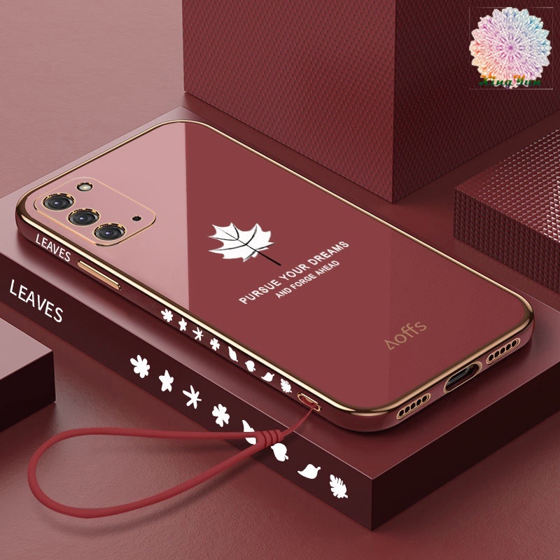 Ốp Điện Thoại Mềm Họa Tiết Lá Phong Có Dây Đeo Cho Samsung S10 S10 Plus Note10 Note10 Pro
