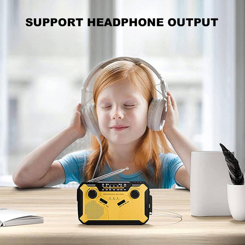 Radio Năng Lượng Mặt Trời Cầm Tay 3000Mah Kèm Phụ Kiện