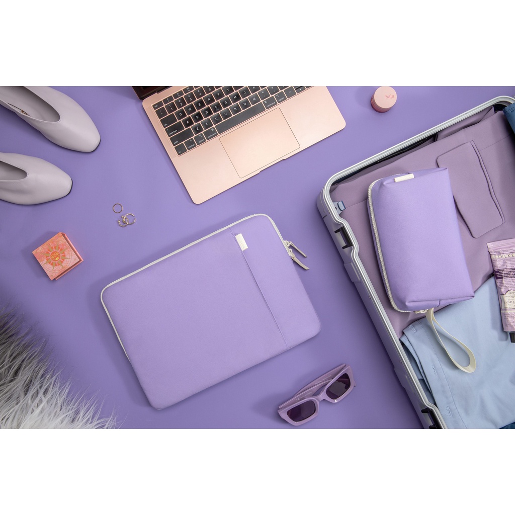 TÚI CHỐNG SỐC TOMTOC (USA) ORGANIZED CORNER ARMOR + POUCH MACBOOK AIR/PRO 13” NEW VIOLET A23-C02V01