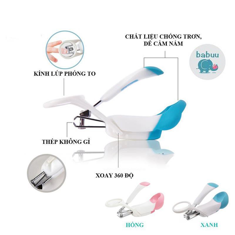 Bấm móng tay trẻ sơ sinh cắt móng tay cho bé có kính lúp phóng to 4 lần Babuu Nhật Bản