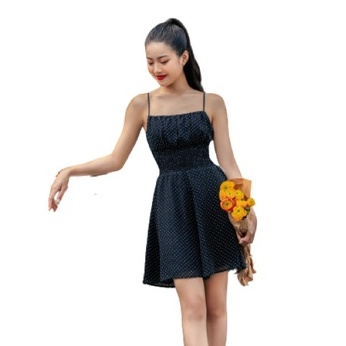 OLV - Jumpsuit Black Polka Dot Straps