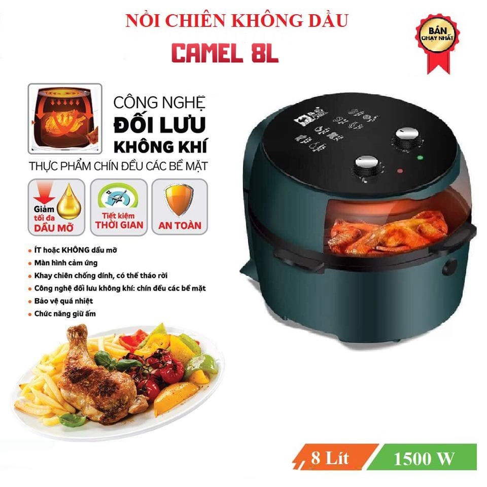 Nồi Chiên Không Dầu Camel Dung Tích 6L,8L Nút Vặn Cơ - Nút Cảm Ứng Công nghệ chiên thế hệ mới - Avita