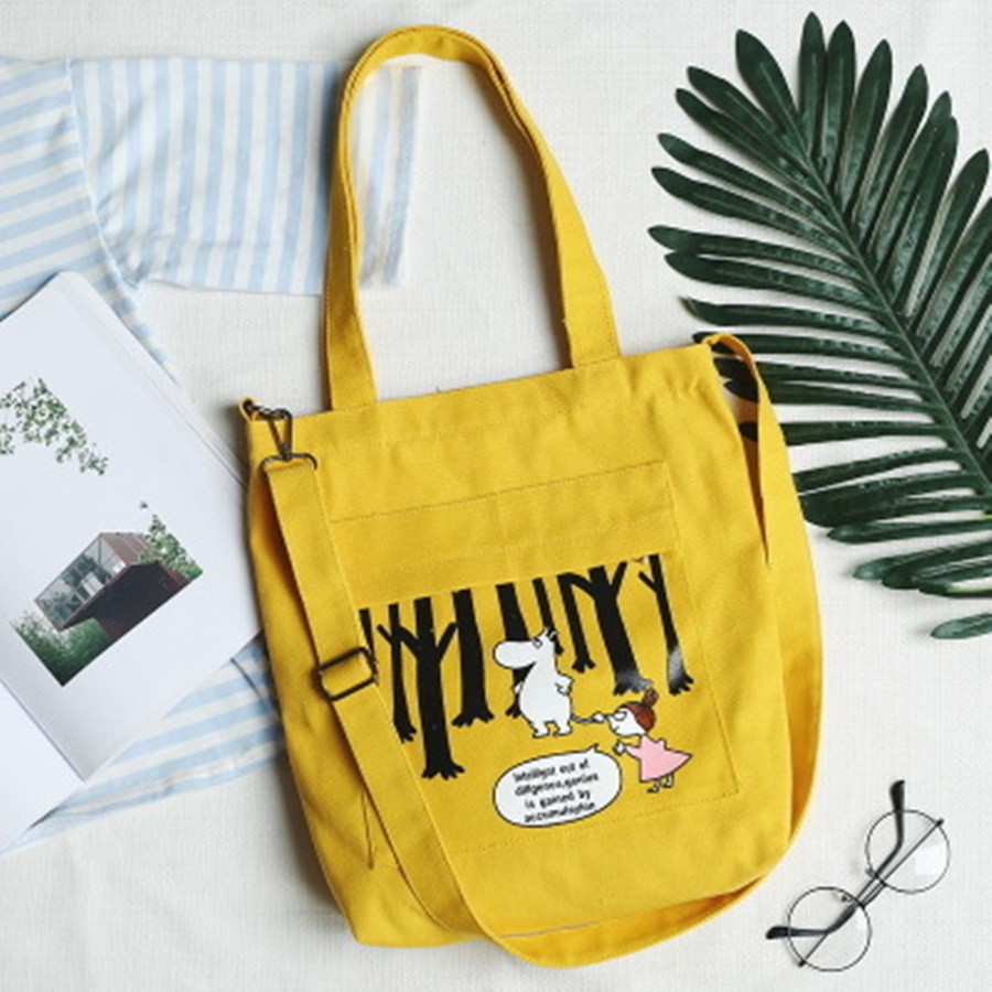 Túi Tote Vải Canvas Em Bé Và Hà Mã Dễ Thương Tiện Dụng [TaLoFa Shop]