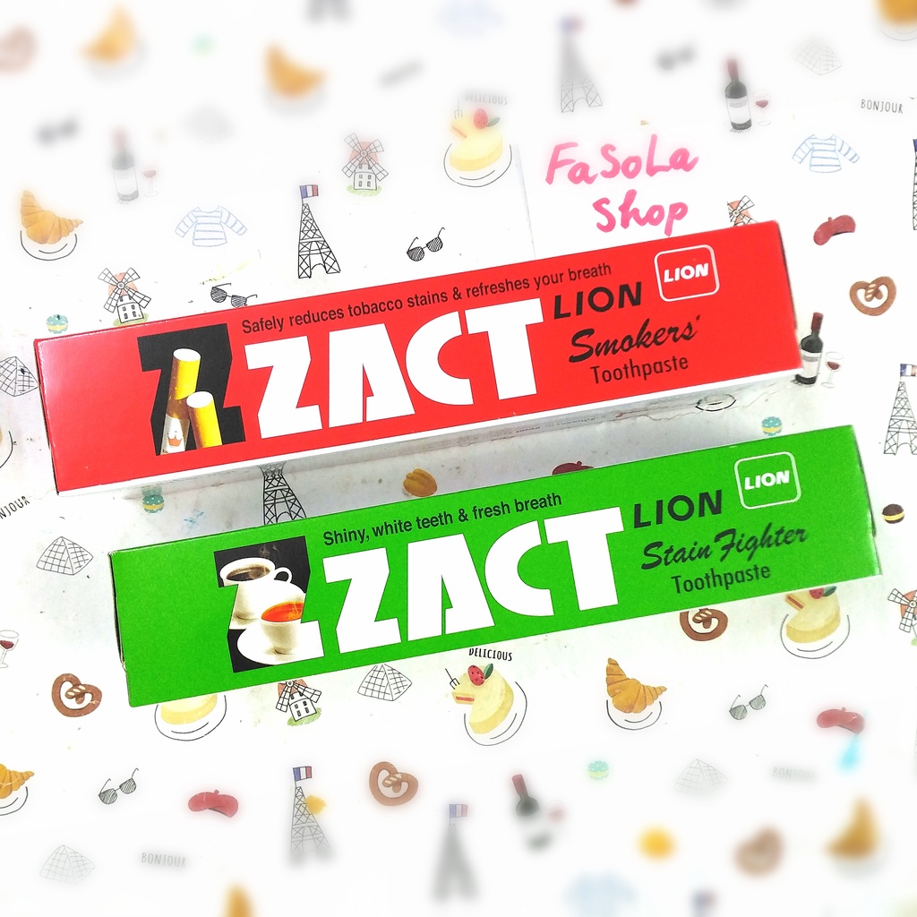 Kem đánh răng ZACT LION 160g Thái Lan dành cho người hút thuốc lá/uống trà, cà phê khử mùi ố vàng trắng răng thơm miệng