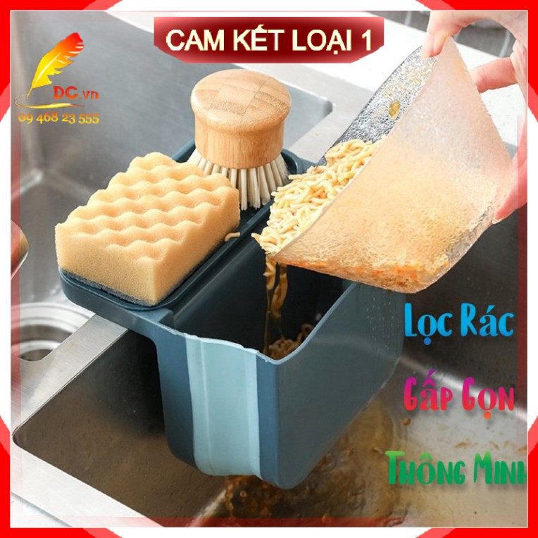 [Hàng Loại 1 - Bảo Hành] Rổ khay giỏ lọc đựng rác đồ ăn thức ăn thừa treo bồn rửa bát rửa chén bằng nhựa gấp gọn thông m