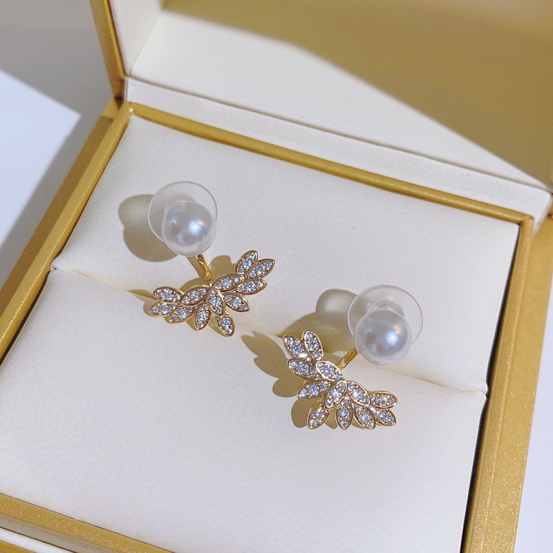 Bông Tai Hai Lớp Hình Đôi Cánh Đính Đá Và Ngọc Trai Phong Cách Nhật Hàn Thời Trang