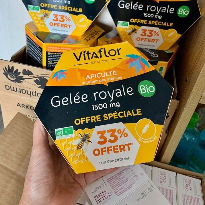 Sữa Ong Chúa Tươi VITAFLOR Gelée Royale Bio 1500mg Pháp 20 Ống - myphamchinhhangladycare